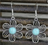 Pair Vintage Turquoise Dangle Earrings - see pic