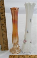 Carnival Glass and Milk Glass Bud Vases
