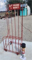 Old country store wire shopping basket holder.