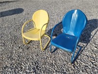 Vintage heavy steel lawn chairs.