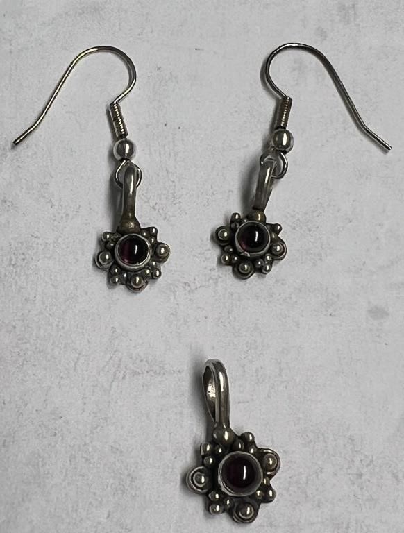 .925 Silver Marked Earrings and Matching Pendant!