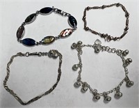 4 Cute Assorted Bracelets, One Marked .925