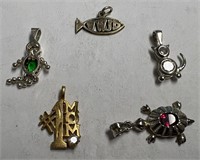 Lot of Five Cute Assorted Pendants, No Chains!