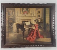 26.5" x 32.5" Framed Picture of Pianist