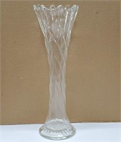 Vintage 11.5" Glass Vase Made in 4 Part Mold