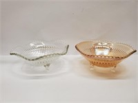 Pair of Vintage Footed Bowls 1 is Carnival Glass