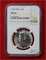 1965 Kennedy Silver 40% Half Dollar SMS NGC MS66