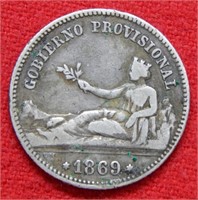 1869 Gobieeno Provisional Silver Peseta