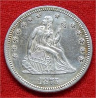 1875 Seated Liberty Silver Quarter