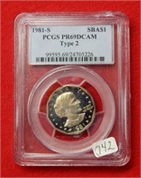 1981 S Susan B Anthony Dollar T2 PCGS PR69DCAM