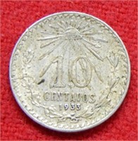 1933 Mexico Silver 10 Centavos