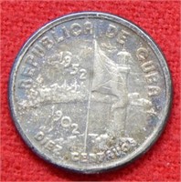 1952 Cuba Silver 10 Centavos