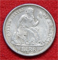 1886 Seated Liberty Silver Dime