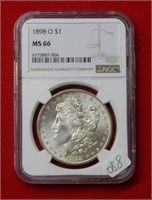 1898 O Morgan Silver Dollar NGC MS66