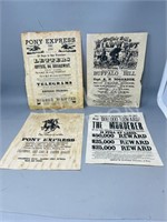 4 - antique replica wanted poster & ads