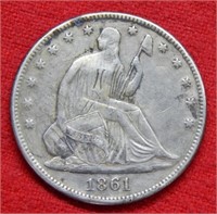 1861 Seated Liberty Silver Half Dollar -Re-Engrave