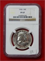 1955 Franklin Silver Half Dollar NGC PF67