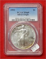 1993 American Eagle PCGS MS69 1 Ounce Silver