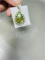 sterling & green Ammolite pendant