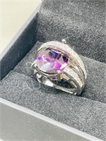sterling & amethyst ring - size 8