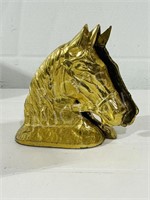 pair of brass horse head bookends