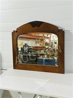 wood framed hanging wall mirror