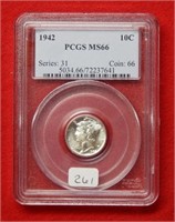 1942 Mercury Silver Dime PCGS MS66