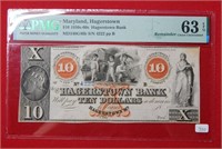 1850s-60s $10 Hagerstown MD Note PMG 63 EPQ