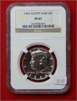 1964 Kennedy Silver Half Dollar NGC PF67 Accent