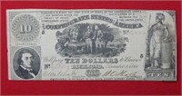 1861 $10 CSA Note Large Size