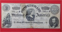 1864 $100 CSA Note Large Size