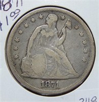 1871 Seated Liberty Silver Dollar