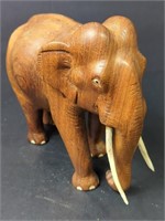 Hand Carved 7.5" Wooden Elephant