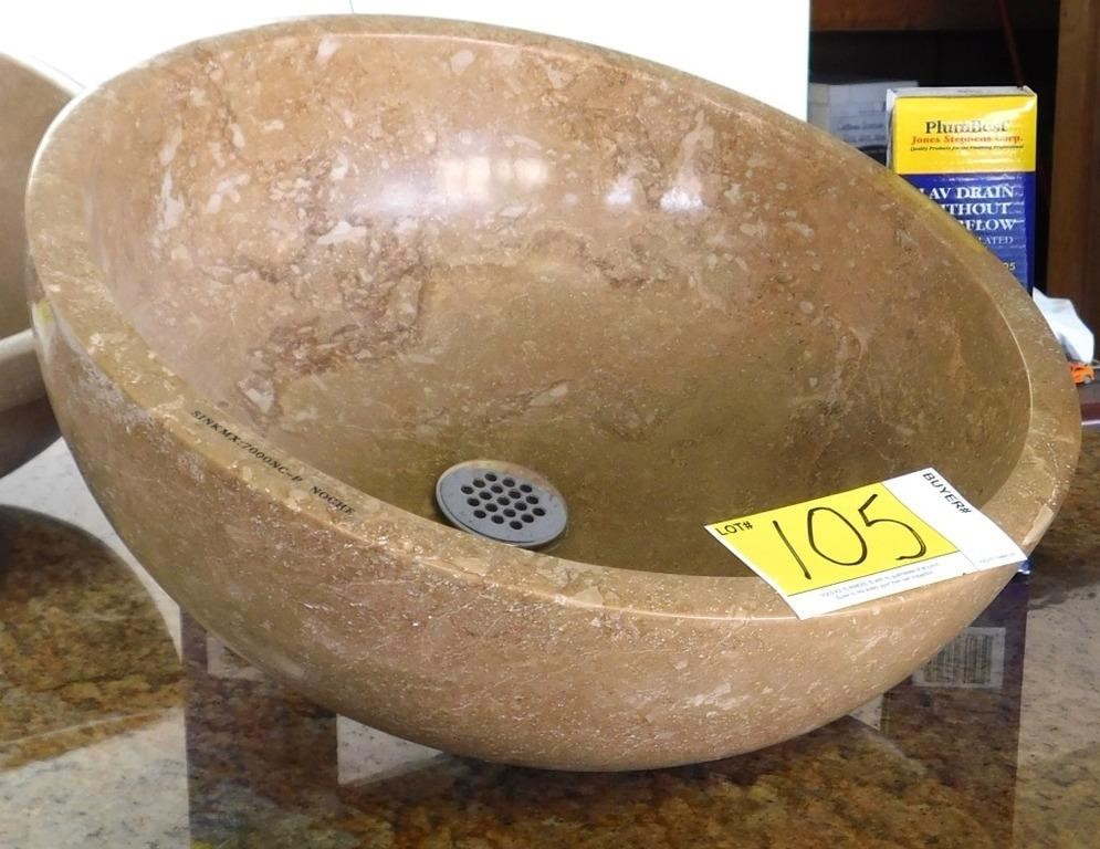 TRAVERTINE STONE BASIN - OVAL