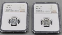 1943,1943S Graded Steel Cent MS66