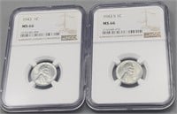 1943,1943S Graded Steel Cent MS66