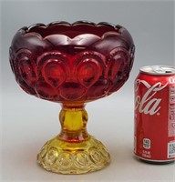 Amberina Glass Pedestal Bowl