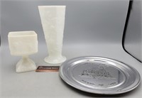 Milk Glass Dish & Vase & Terrace Hill Plate