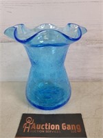 Blue Ruffled Vase 5"