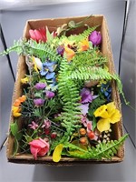 Box of Plastic Flowers