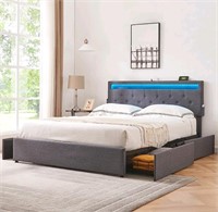 Alohappy Queen Bed Frame with Drawers