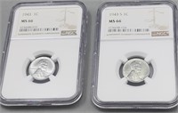 1943,1943S Graded Steel Cent MS66