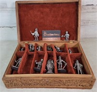 Wooden Box of Pewter Figures