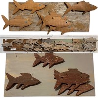 (3)pcs Peter Koster Wood Cut Fish Wall Plaques