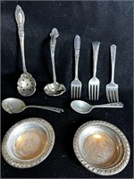 (9)pc Vintage Sterling Silver Flatware, Tray 4.63