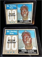 (2) 1968 Topps Hank Aaron Baseball Cards #370