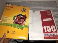 Photo paper and notebook paper