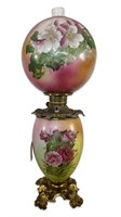 Antique Victorian GWTW Style Floral Parlor Lamp