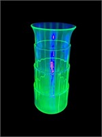 Uranium Vaseline Art Deco taper up glass vase