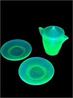 Uranium Vaseline glass akro agate child’s grouping